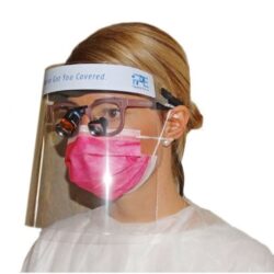 a Woman with face shield